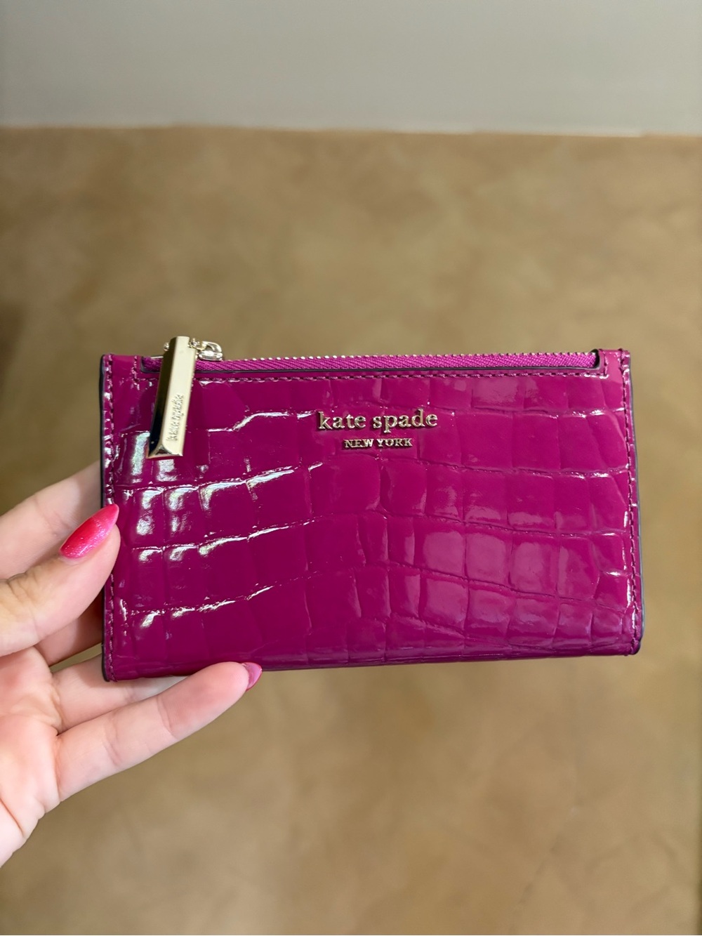 Kate Spade Sylvia Berry Blitz Pink Slim Bifold Wallet Like New